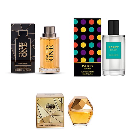 Set of 3 Laurelle Fragrances - Laurelle V.V. Love Dama DE ORO EDP - 100ml, Laurelle PARTY EDP - 100ml, Laurelle I'M The One EDT - 100ml