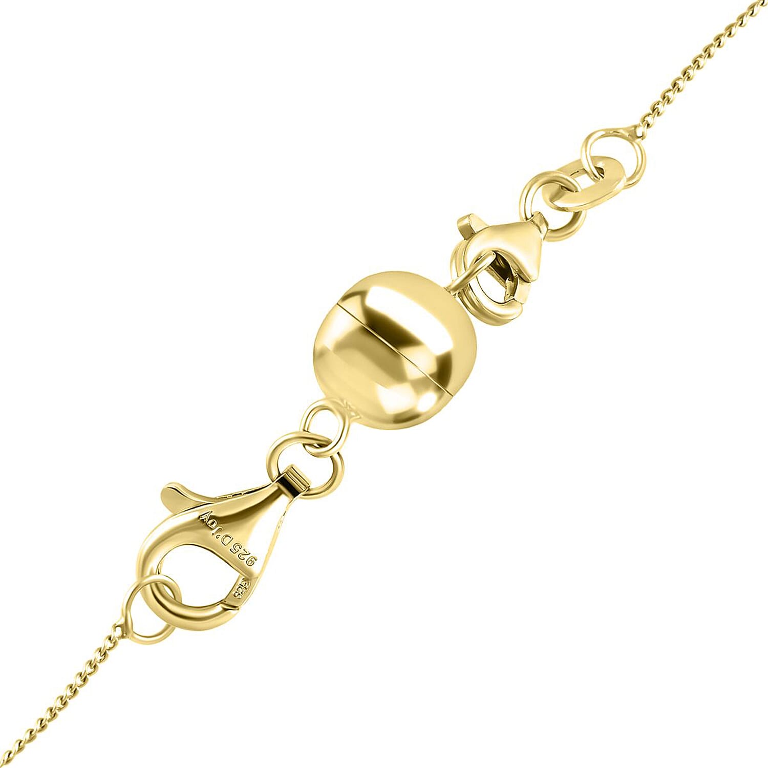 Set of 2 - Round Shape Magnetic Lock with Lobster Clasp in Yellow Gold Plated Sterling Silver