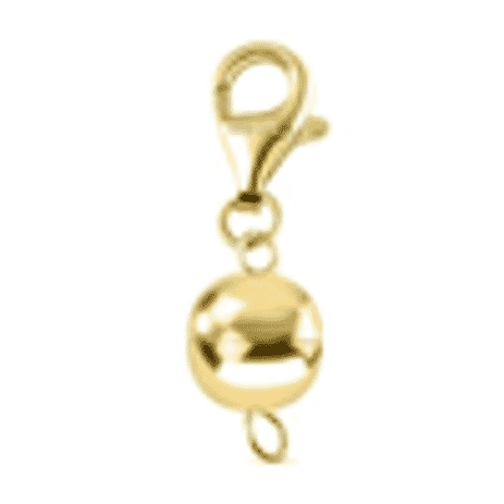 Set of 2 - Round Shape Magnetic Lock with Lobster Clasp in Yellow Gold Plated Sterling Silver