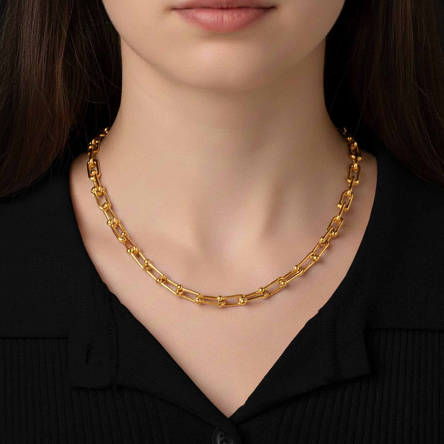 Glamour and Glitz Jewellery Set - Moissanite Yellow O-lay Studs, Industrial Link Yellow Overlay Necklace and Bracelet, Floral Harmany Bangle, South Sea Color Golden Shell Pearl Necklace and Pendant