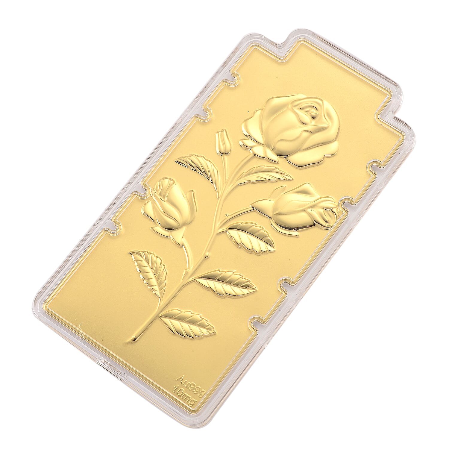 Set of 2 - 24K Yellow Gold (99.9% Purity) Rose Flower Embossed Foil