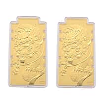 Set of 2 - 24K Yellow Gold (99.9% Purity) Large Pixiu Embossed Treasure - Symbolising Prosperity and Protection