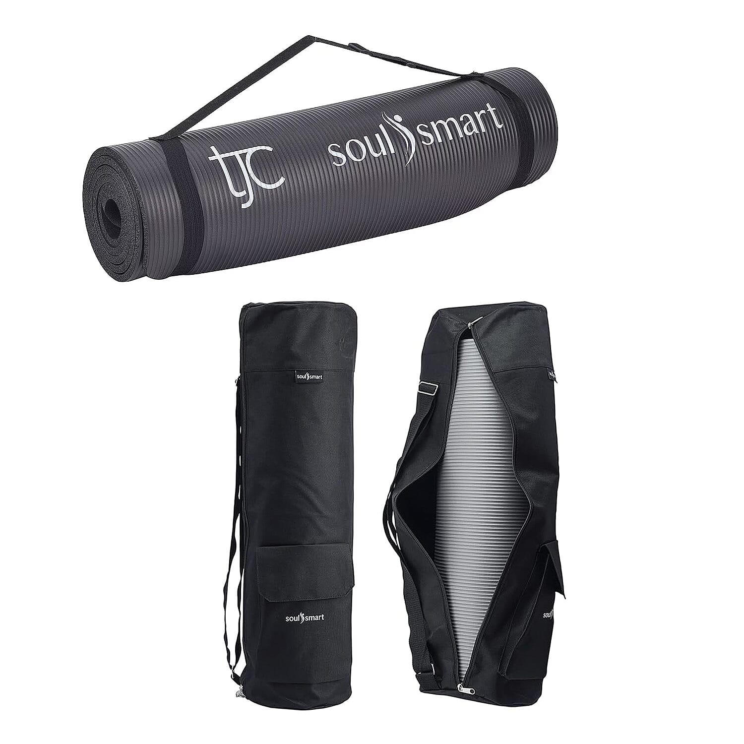 Soul Smart NBR Foam, Non-Slip High Density 10MM Travel Yoga Mat & Yoga Bag with Shoulder Strap