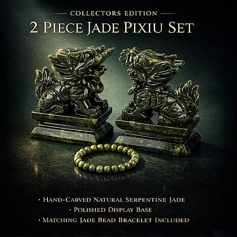 Natural Shungite Maneki Neko Lucky Cat Figurine 920.00 Ct & 2 Serpentine Jade Carved Pixiu Sculptures With Bracelet 5045.00 Ct.
