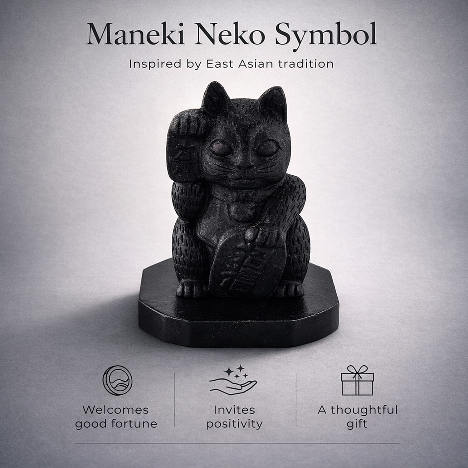 Natural Shungite Maneki Neko Lucky Cat Figurine 920.00 Ct & 2 Serpentine Jade Carved Pixiu Sculptures With Bracelet 5045.00 Ct.