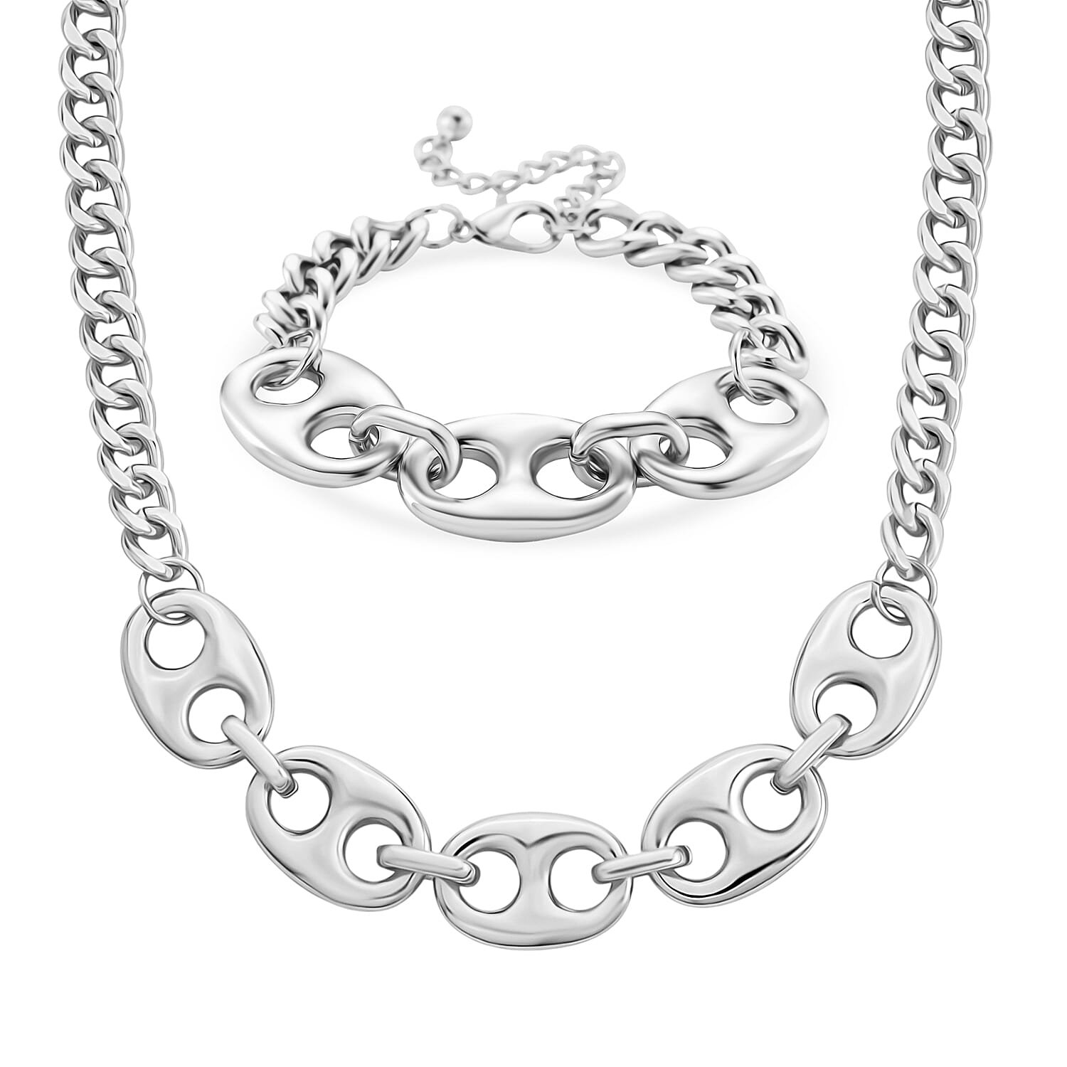 Designer Nautical Link Necklace and Bracelet (Size - 20-2 Inch Ext)