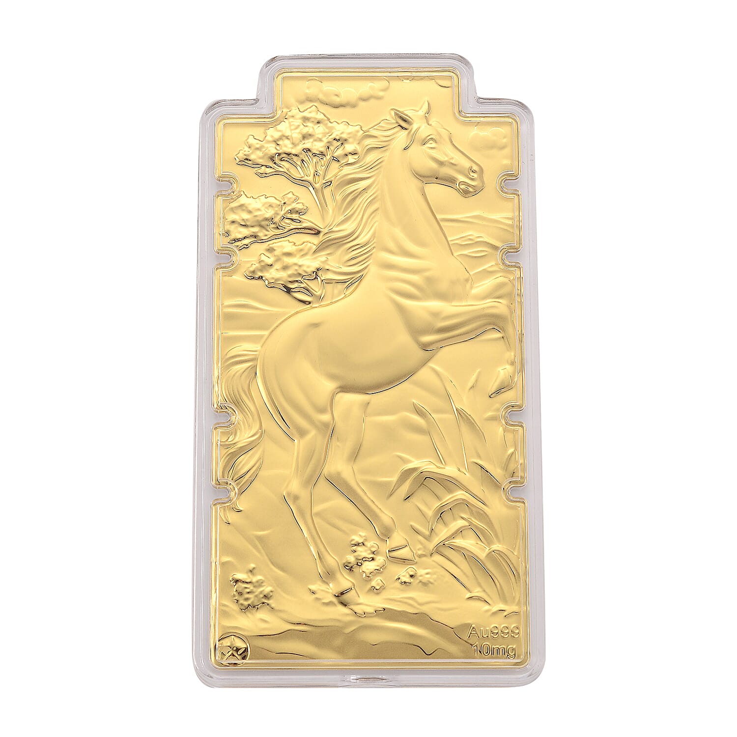 Set of 2 - 24K Yellow Gold (99.9% Purity) Rose Flower Embossed Foil,24K Yellow Gold (99.9% Purity) Large Horse Embossed Treasure - Symbolising Energy, Success & Freedom,