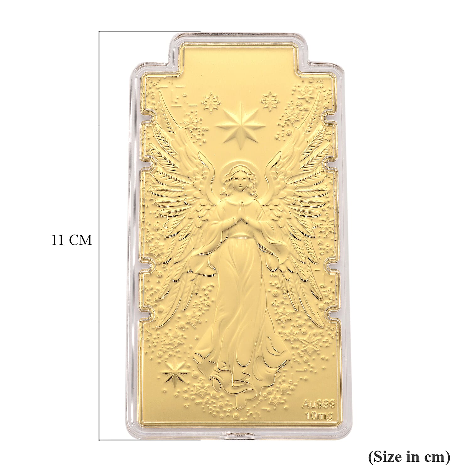 Set of 2 - 24K Yellow Gold (99.9% Purity) Large Angel Embossed Treasure - Serving as a Guardian Emblem for Peace & Spiritual Protection