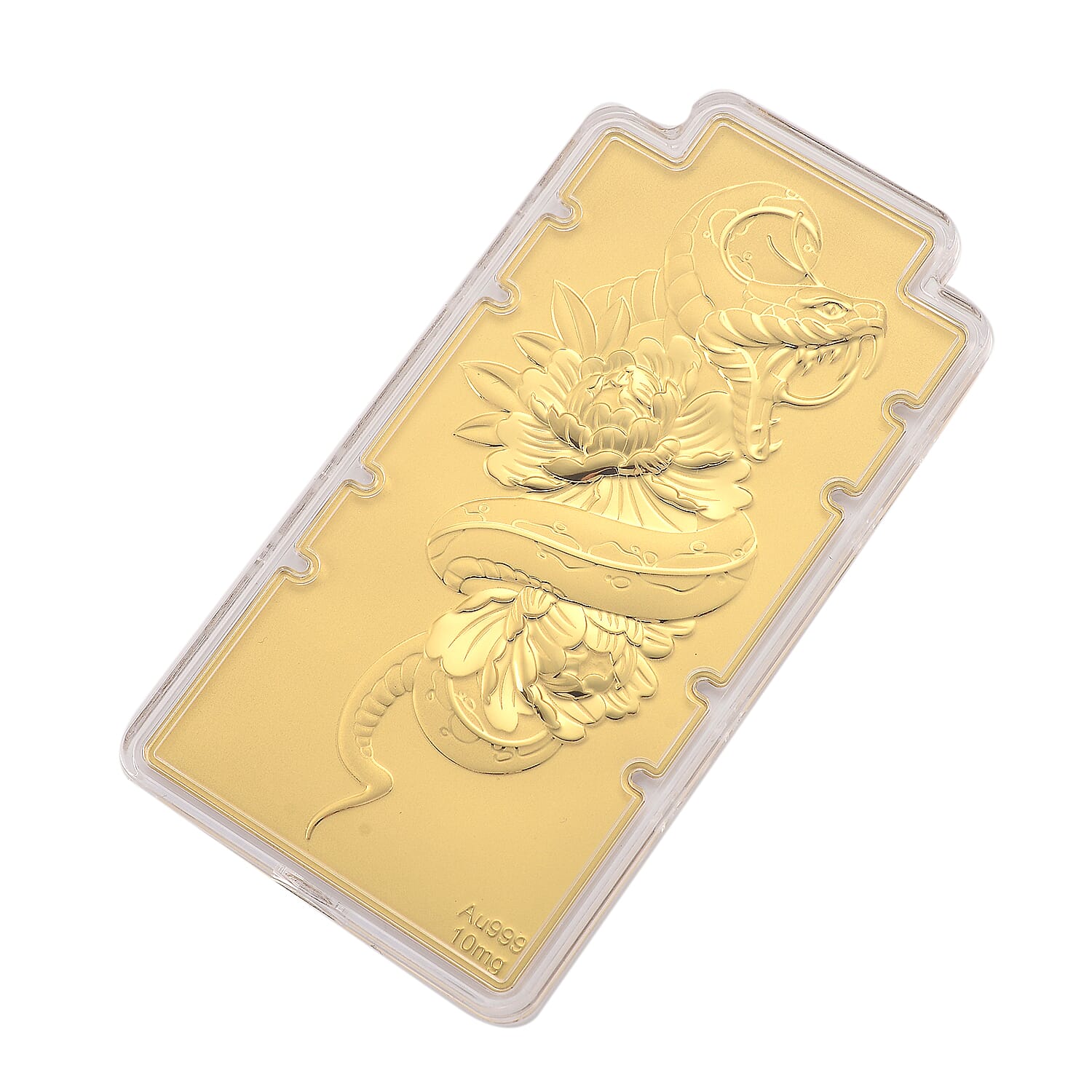 Set of 2--24K Yellow Gold (99.9% Purity) Large Snake Embossed Treasure - Symbolizing Wisdom, Transformation & Renewal