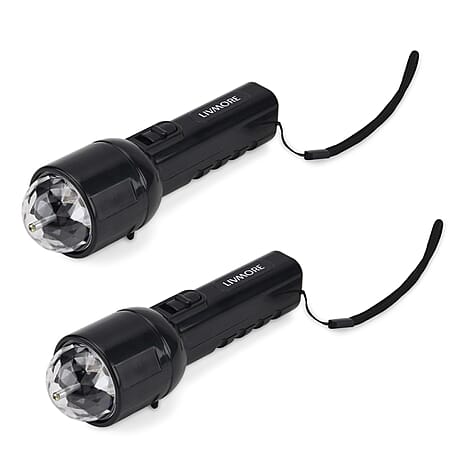 Set of 2 LIVMORE Twilight Dual LED Flashlight With Colour Change Party Light