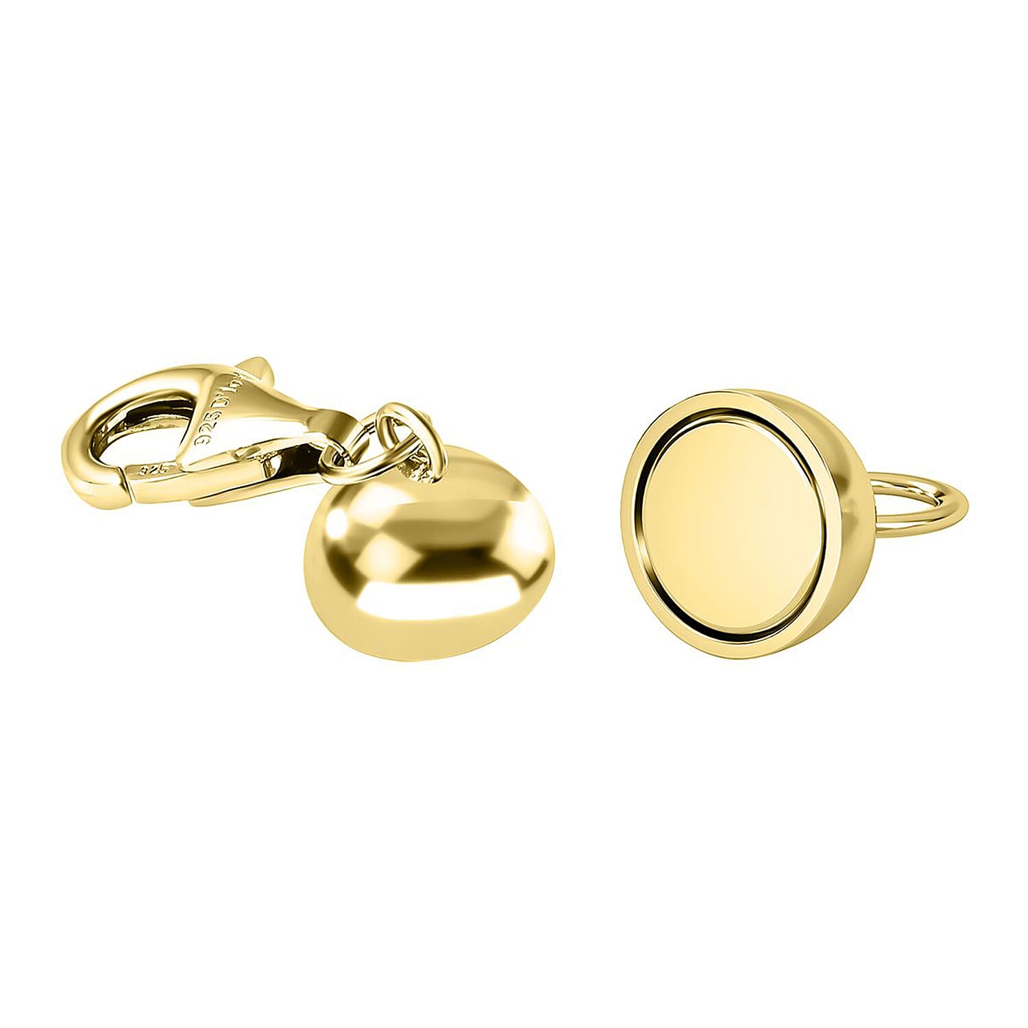 Set of 3 - Round Shape Magnetic Lock with Lobster Clasp in Yellow Gold Plated Sterling Silver