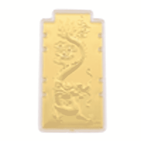 Set of 2 - 24K Yellow Gold (99.9% Purity) Large Dragon Embossed Treasure - Symbolizing Power, Protection & Prosperity (100 x 50 MM)