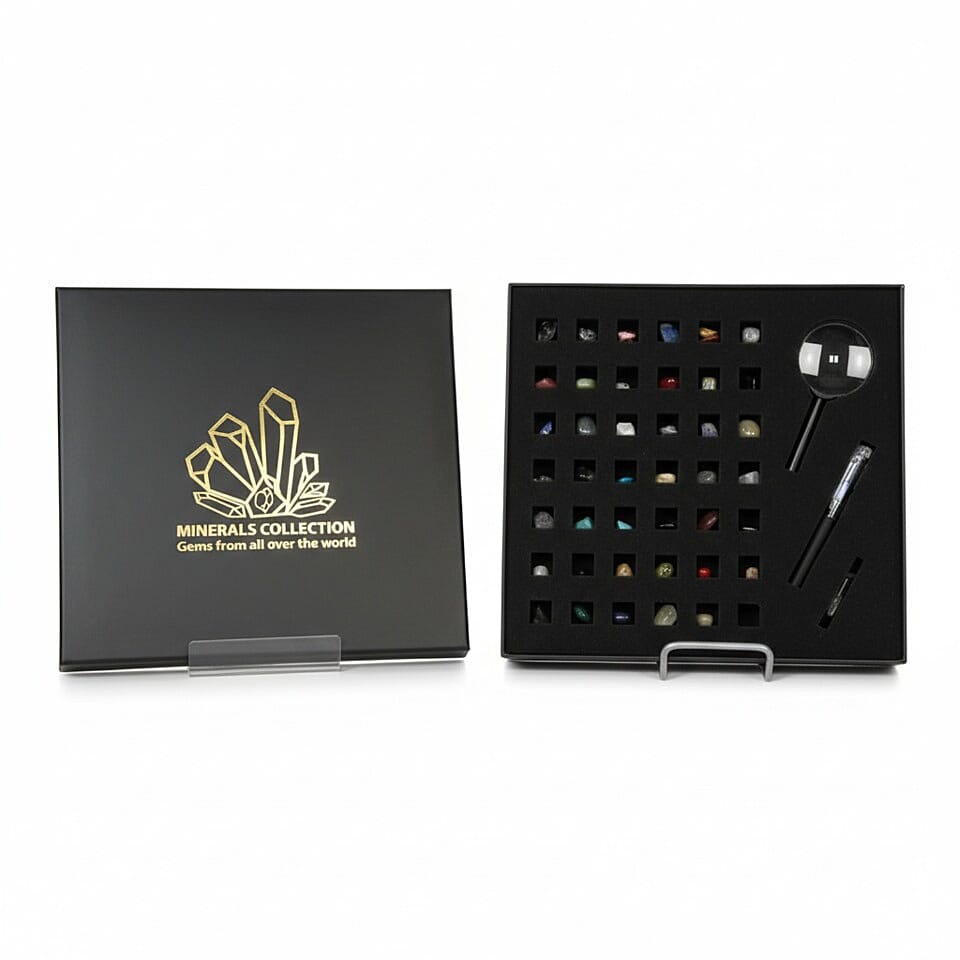 59 In One COLLECTOR'S EDITION Bundle deal - The Mineral Collection - 45 in 1 Comprehensive Set with Magnifying Glass &  Collection of 14 Gemstone Wish Bottles