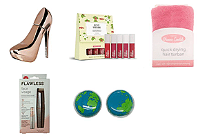 All-in-One Beauty and Comfort Gift Set (Fragrance, Lipstick Kit, Finishing Touch, Hair Turban & Hand Warmers)