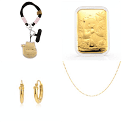 Anshus Treasure Chest Mega Offer- (24K Key Chain, 24K Embossed Keepsake,9K Gold Necklace and 9k Hoop Earrings)