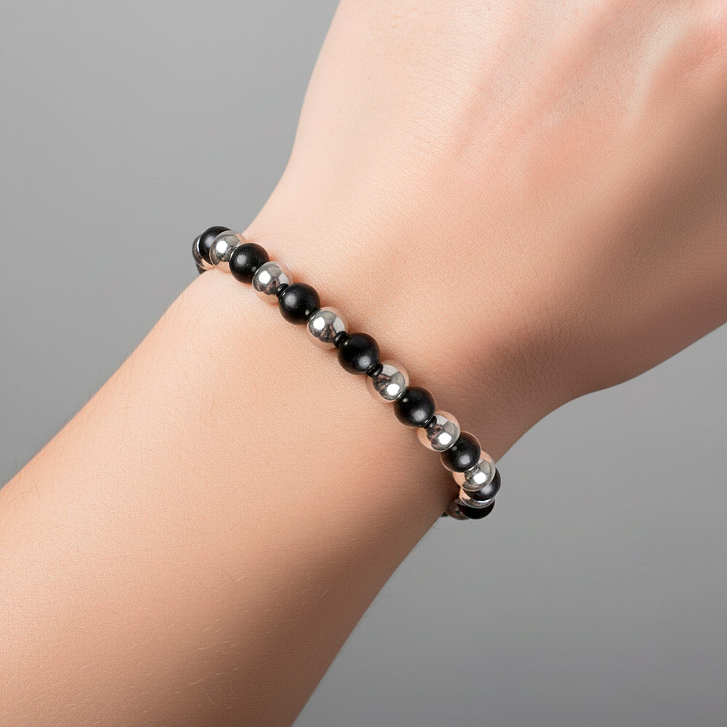 Natural Shungite Maneki Neko Lucky Cat Figurine 920.00 Ct, Natural Shungite Pyramid Presented In a Drawstring Velvet Pouch 213.00 Ct, Natural Shungite, Hematite Bracelet (Stretchable) 80 Ct