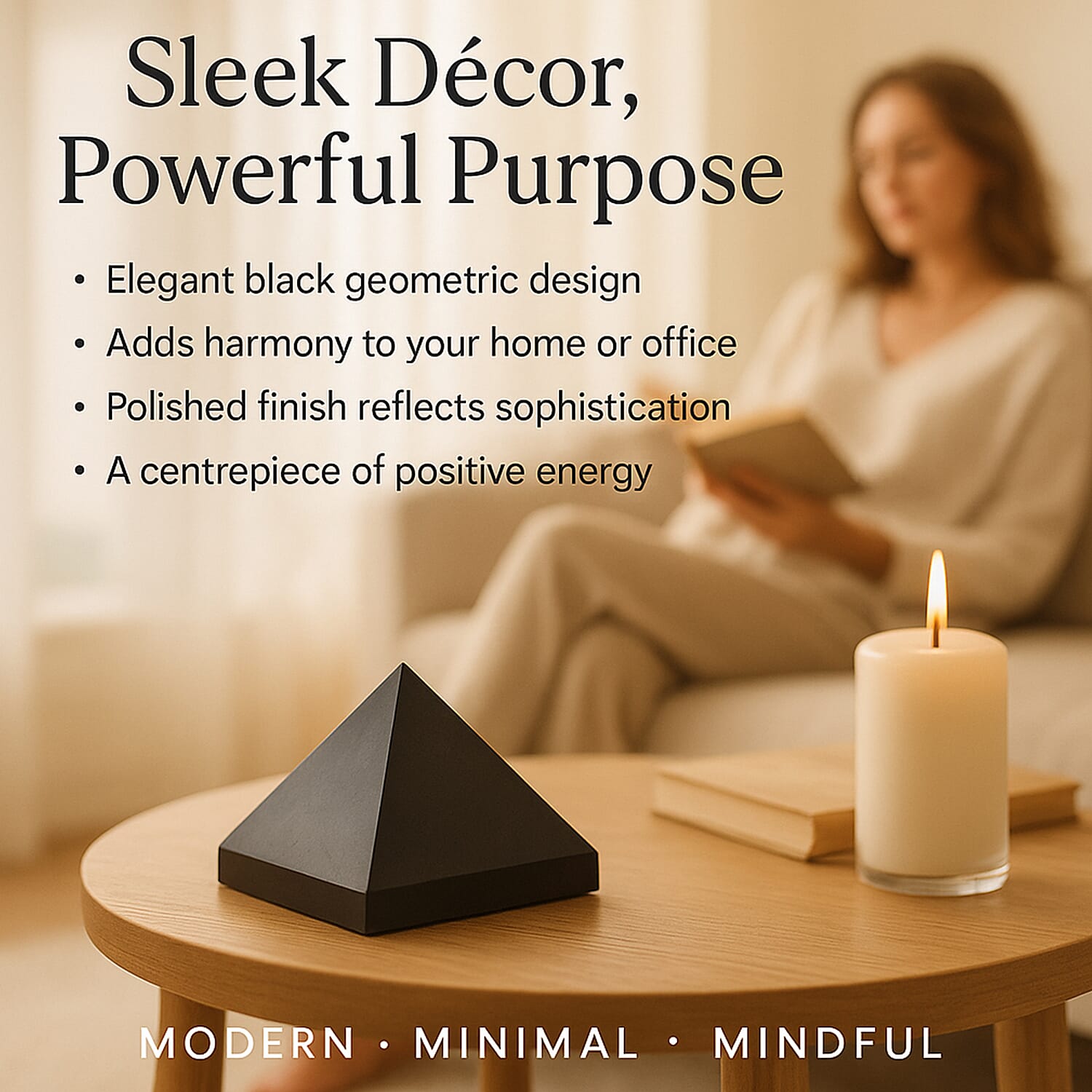 Natural Shungite Maneki Neko Lucky Cat Figurine 920.00 Ct, Natural Shungite Pyramid Presented In a Drawstring Velvet Pouch 213.00 Ct, Natural Shungite, Hematite Bracelet (Stretchable) 80 Ct