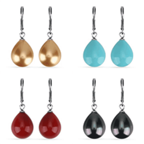 Mega Deal 2026 Special-  Set of 4 Shell Pearl Earrings (Golden, Blue, Red and Tahitian)