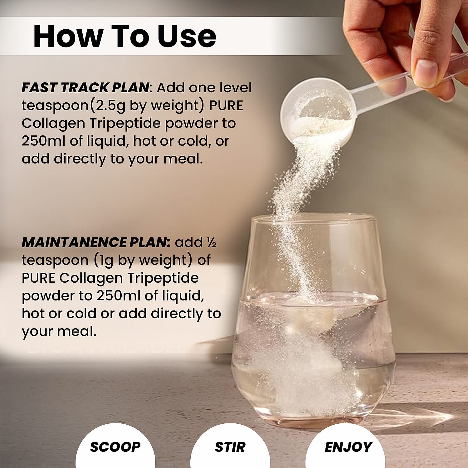 Fountain of Youth Lifestyle PURE Tripeptide Collagen - Double Size 200gm - Upto 200 Day Supply with Free Spoon