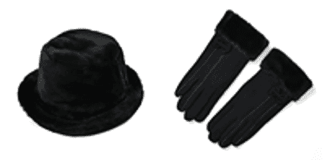 Set of 2 Cashmere Wool Gloves (24 x 9cm) - Black