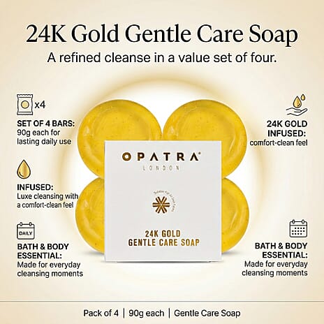 MEGA DEAL - Set of 4 Opatra 24K Gold Gentle Care Soap (90 Grams Each)