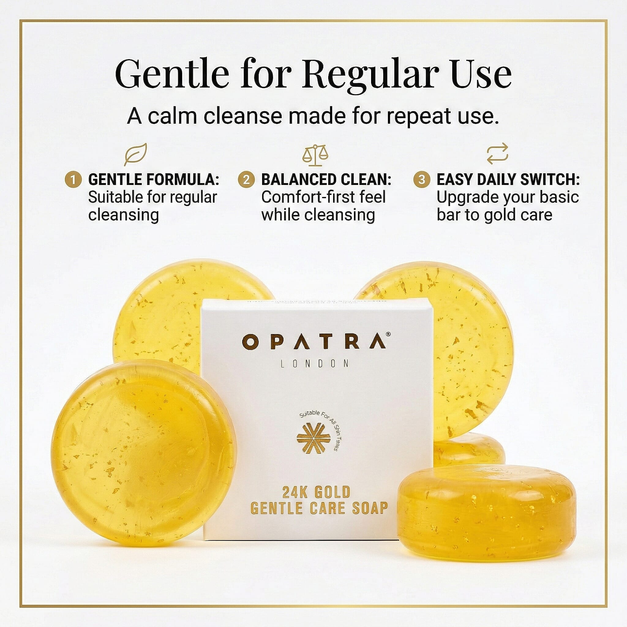 MEGA DEAL - Set of 4 Opatra 24K Gold Gentle Care Soap (90 Grams Each)