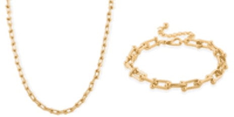 Designer Inspired-  Elegant Clip Necklace (Size - 22 - 2 Inch Ext) and Bracelet (Size - 8-2 Inch Ext) in Gold Colour