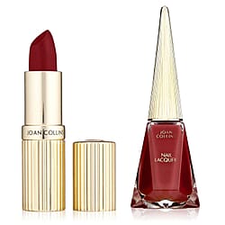 Joan Collins COMPACT DUO - Lipstick & Powder - ALEXIS (Burgundy) with FREE Nail Polish