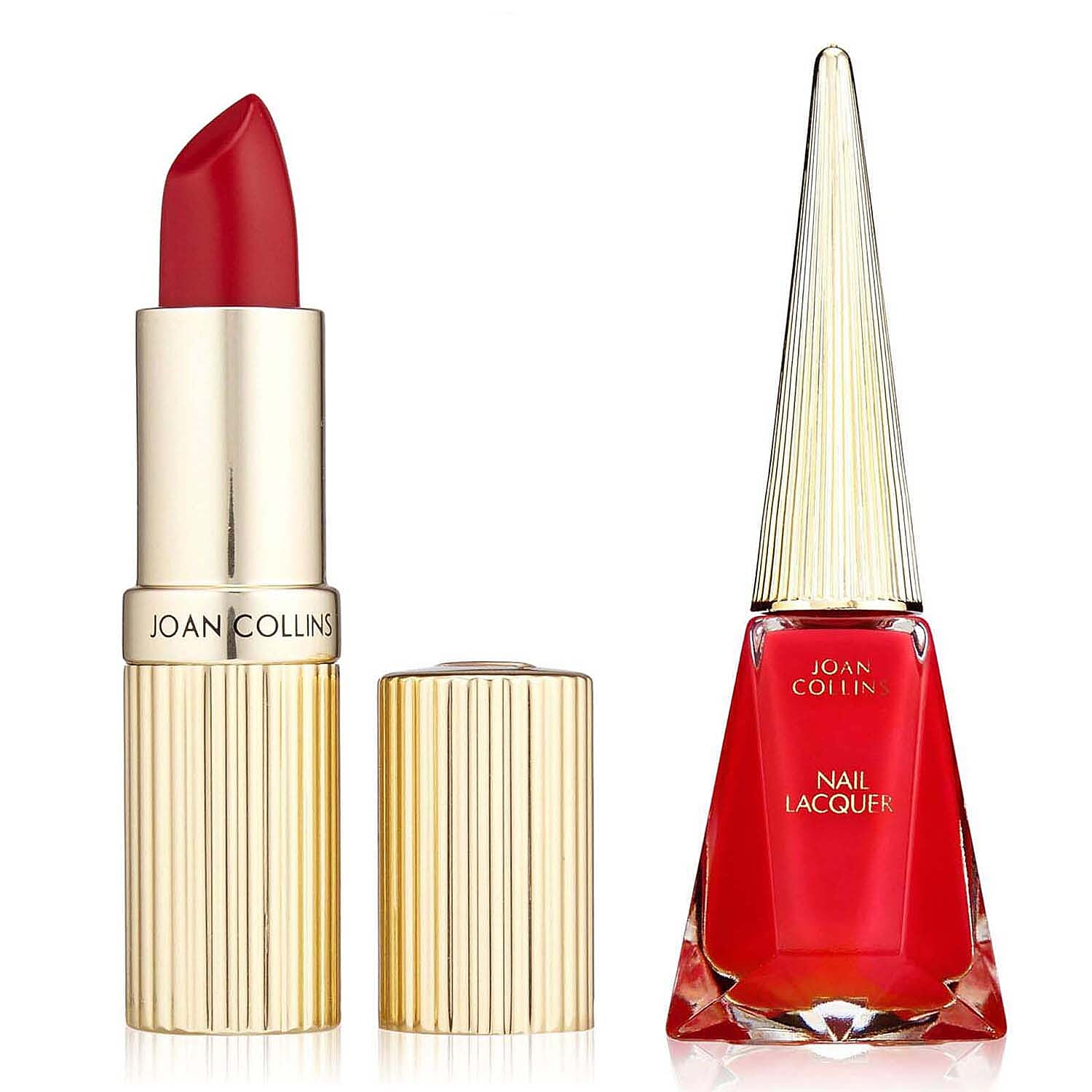 Joan Collins COMPACT DUO - Lipstick & Powder - HELENA (Red) with FREE Nail Polish