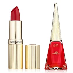 Joan Collins COMPACT DUO - Lipstick & Powder - ALEXIS (Burgundy) with FREE Nail Polish