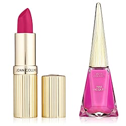 Joan Collins COMPACT DUO - Lipstick & Powder - ALEXIS (Burgundy) with FREE Nail Polish