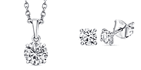 Moissanite Earring and Pendant in Rhodium Overlay Sterling Silver with Free Chain