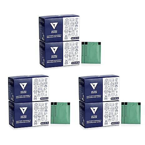 Set of 3 Pack of 25 X 2 - Vetro Power Leather Restoration Wipes