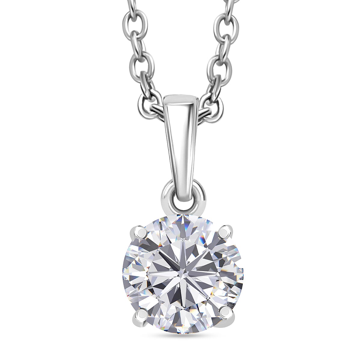 Moissanite Earring and Necklace Set in Rhodium Overlay Sterling Silver with Free Chain