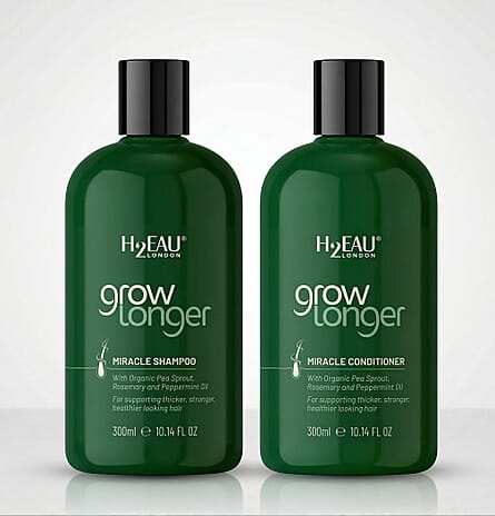 Set Of 2 H2EAU London Grow Longer Miracle Shampoo and Conditioner - 300ml