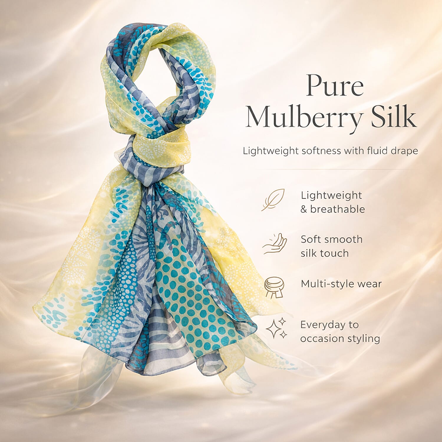 La Marey Genuine Leather Crocodile Embossed Handbag with Mulberry Silk Printed Scarf