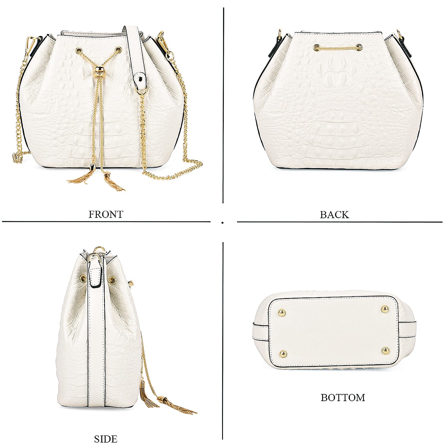 La Marey Genuine Leather Crocodile Embossed Handbag with Mulberry Silk Printed Scarf ( Blue Black)