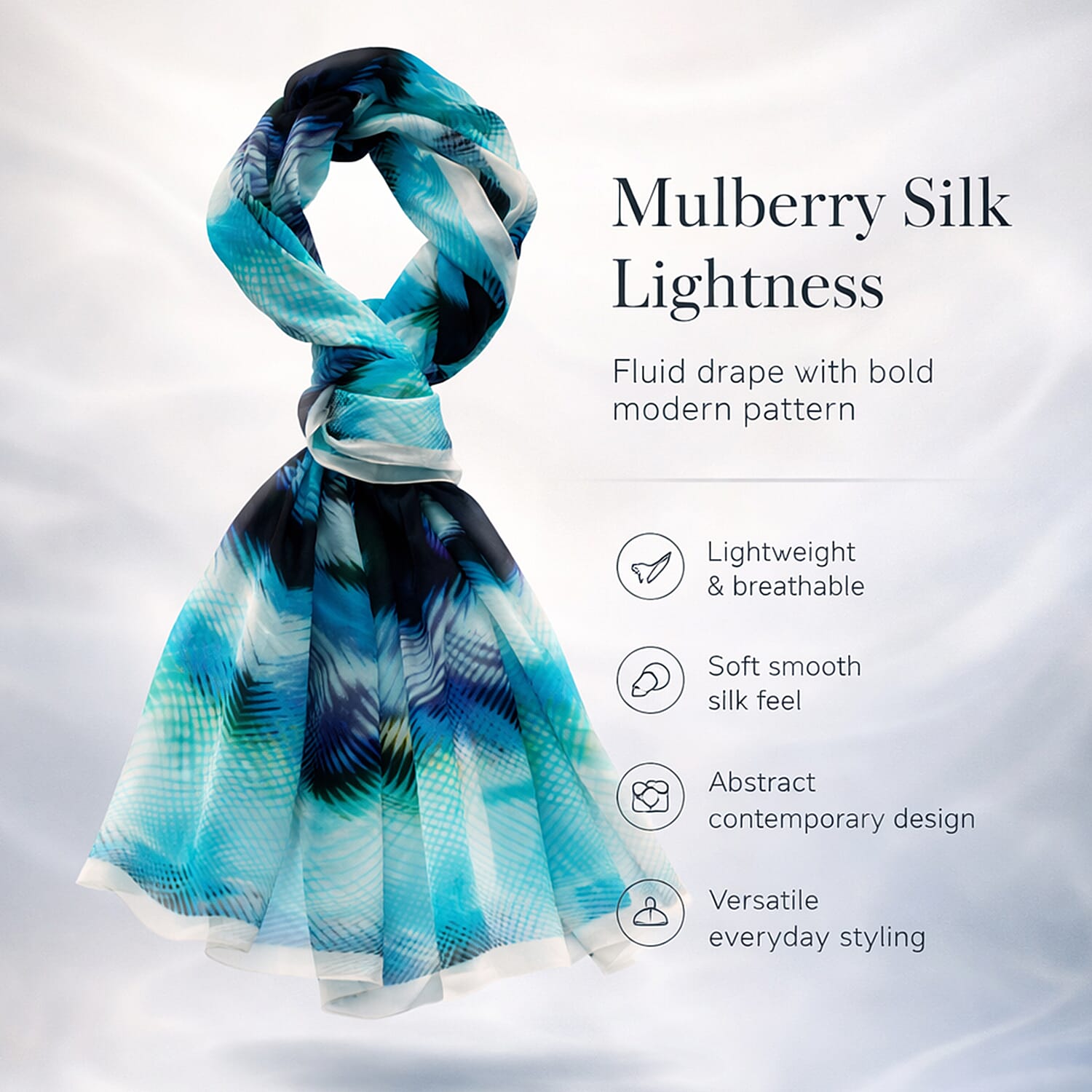 La Marey Genuine Leather Crocodile Embossed Handbag with Mulberry Silk Printed Scarf ( Blue Black)