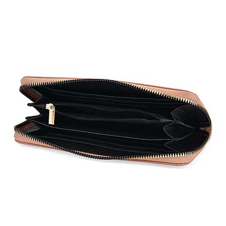 Genuine Leather Stud Handbag with Detachable Shoulder Strap Pattern Embossed Wallet with RFID Protection