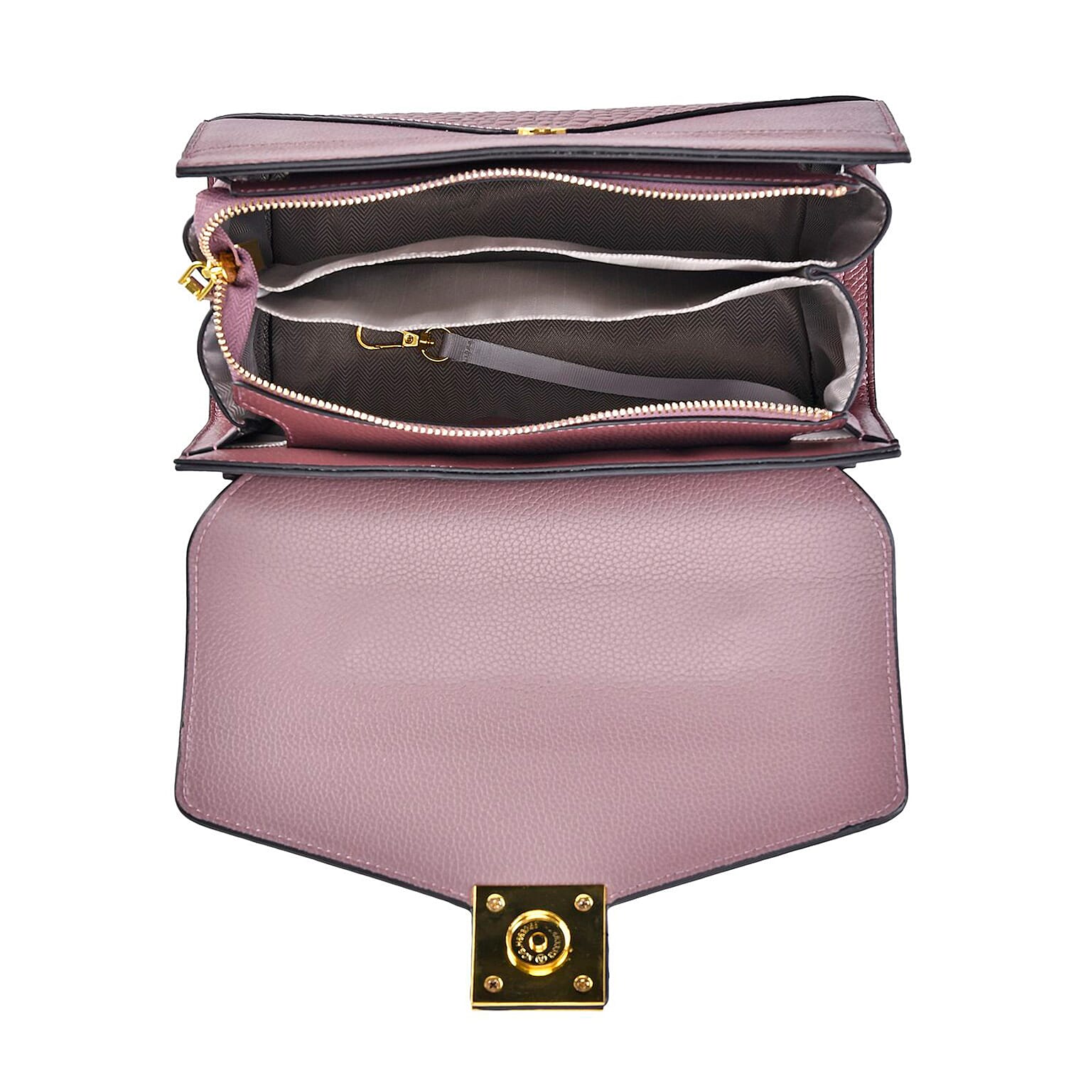 Genuine Leather Stud Handbag with Detachable Shoulder Strap Pattern Embossed Wallet with RFID Protection