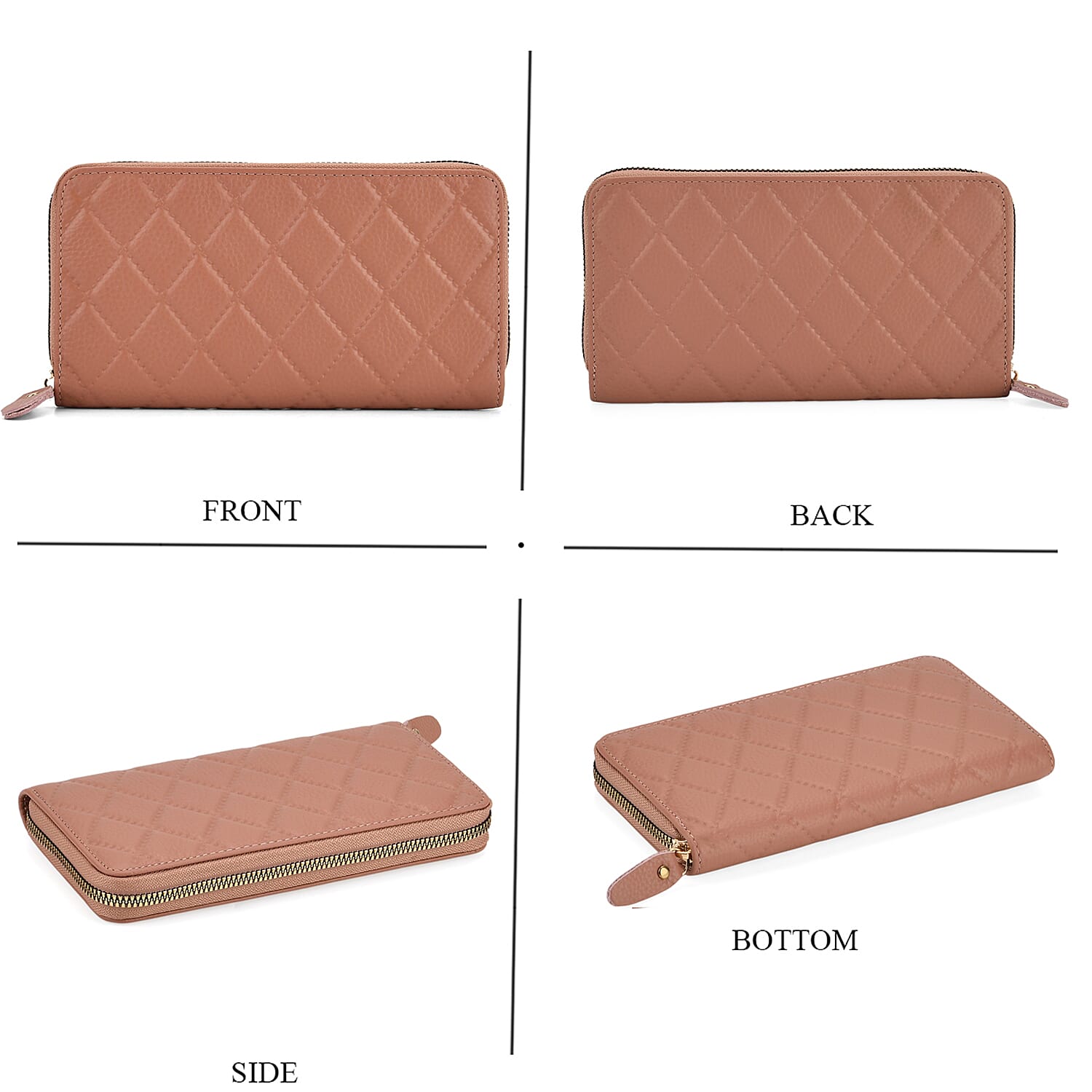 Genuine Leather Stud Handbag with Detachable Shoulder Strap Pattern Embossed Wallet with RFID Protection