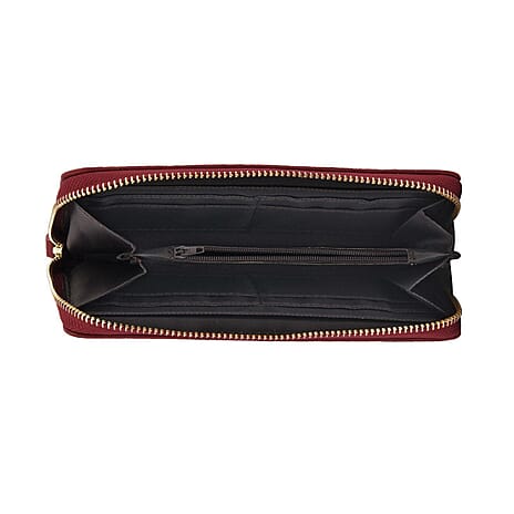 Genuine Leather Stud Handbag with Detachable Shoulder Strap Pattern and Embossed Wallet with RFID Protection