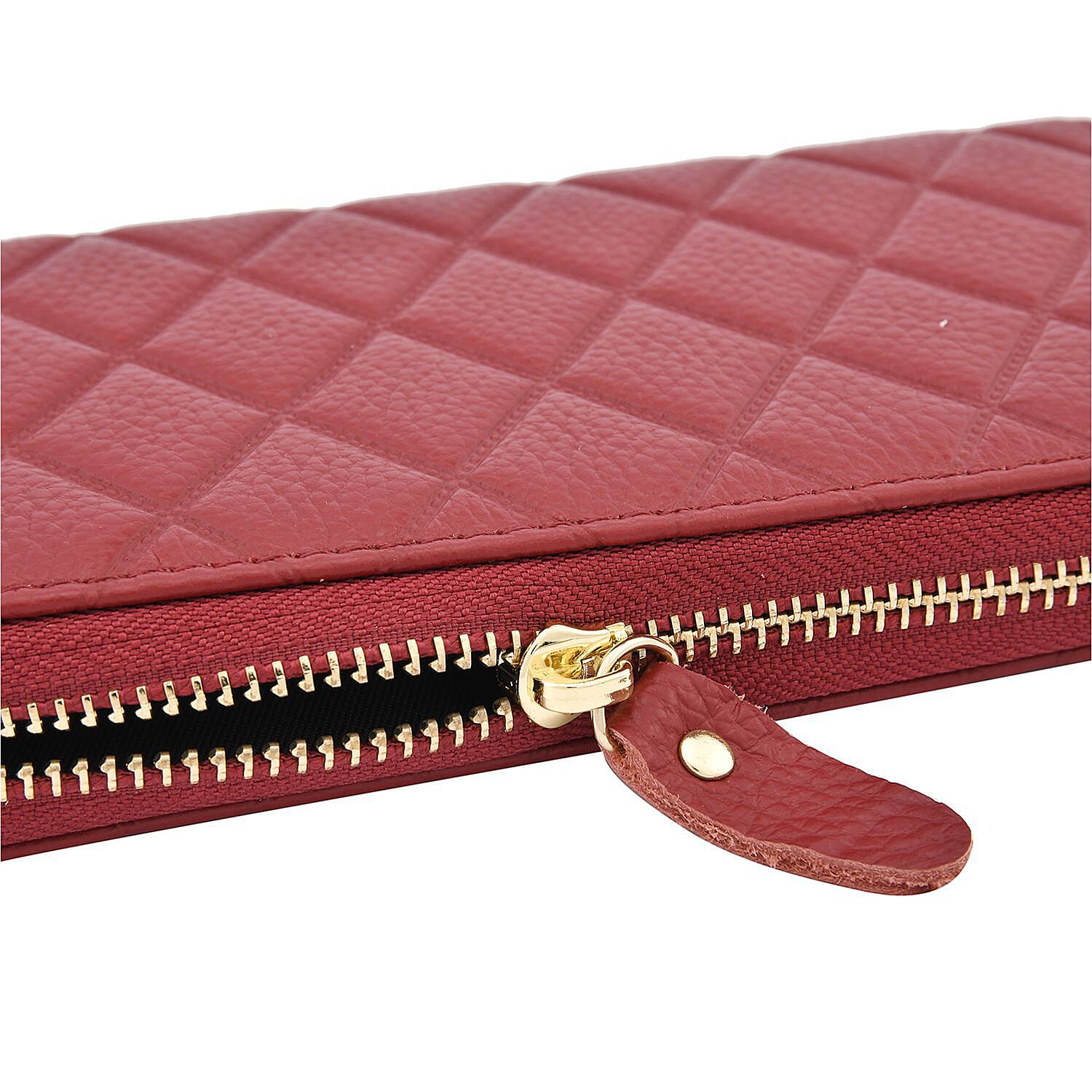 Genuine Leather Stud Handbag with Detachable Shoulder Strap Pattern and Embossed Wallet with RFID Protection