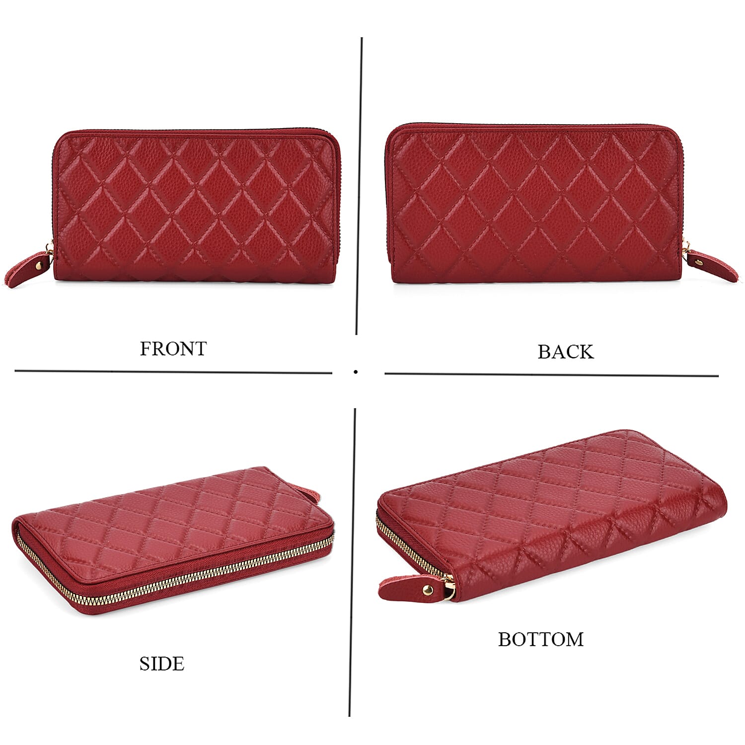 Genuine Leather Stud Handbag with Detachable Shoulder Strap Pattern and Embossed Wallet with RFID Protection