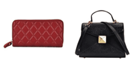 Genuine Leather Stud Handbag with Detachable Shoulder Strap Pattern and Embossed Wallet with RFID Protection