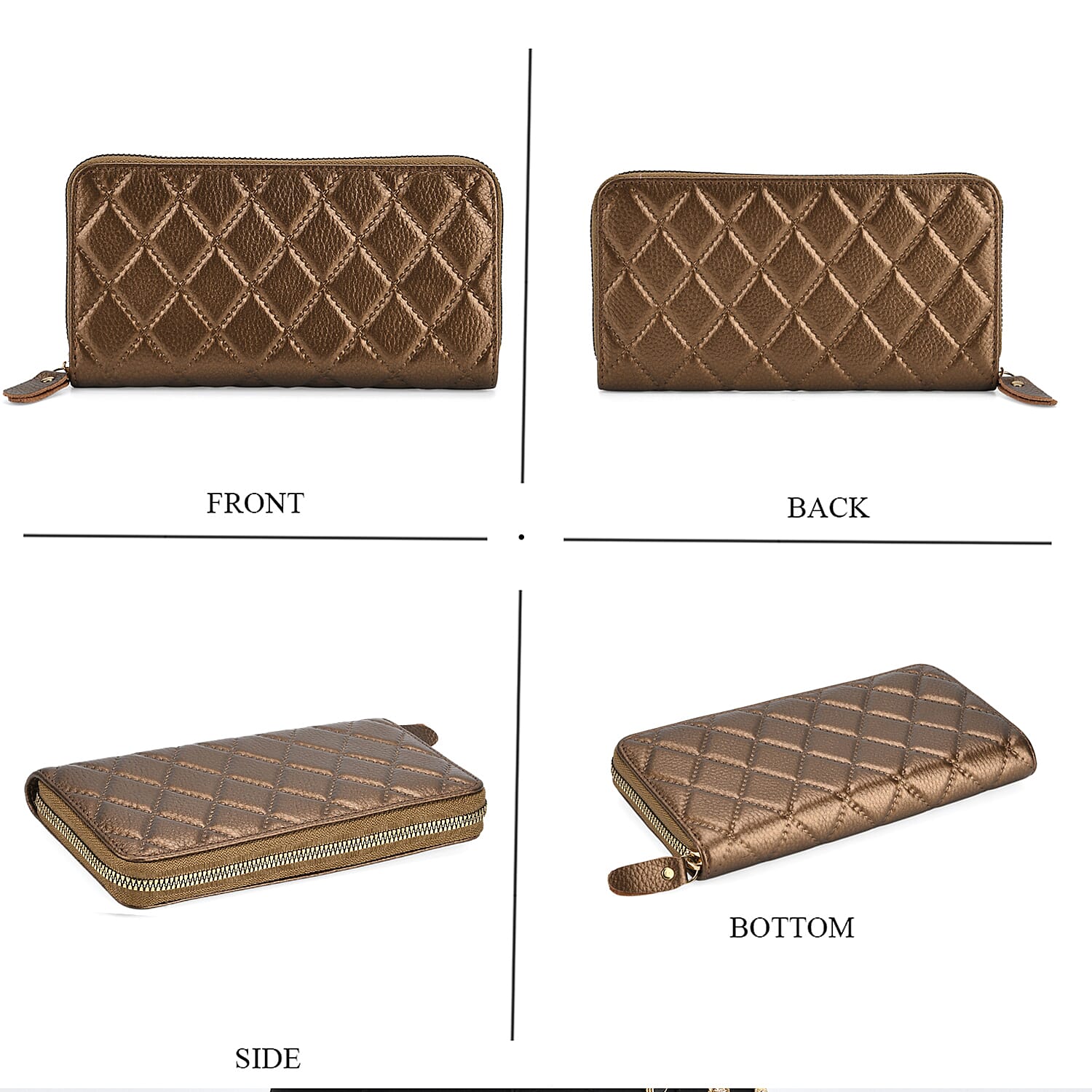 Genuine Leather Studded Handbag Set with Detachable Strap & RFID Embossed Wallet