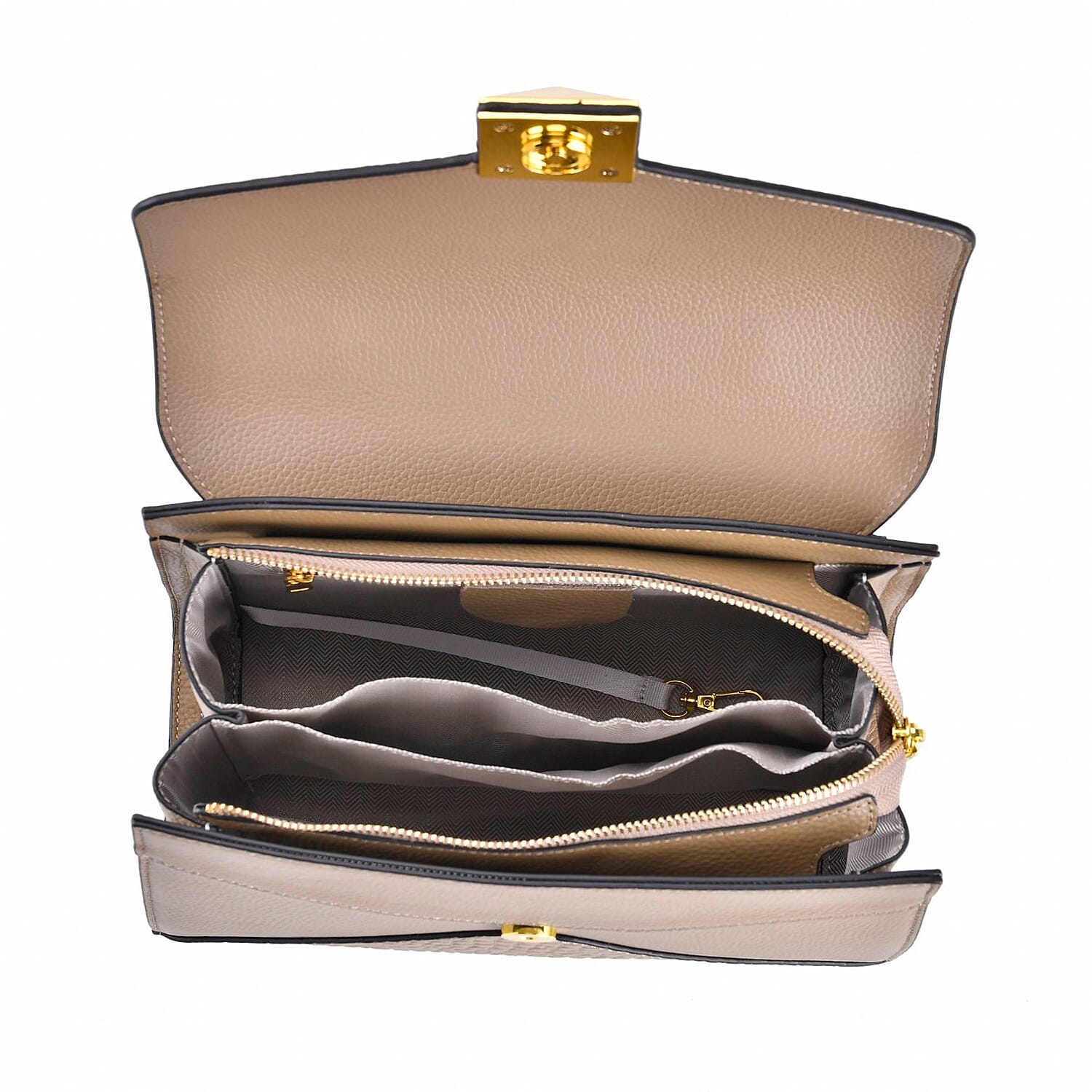 Genuine Leather Studded Handbag Set with Detachable Strap & RFID Embossed Wallet