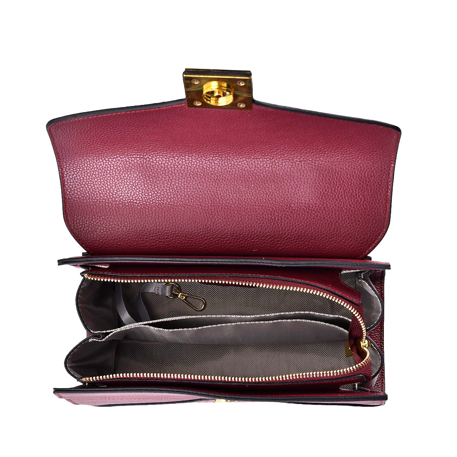 Genuine Leather Studded Handbag Set with Detachable Strap & RFID Embossed Wallet