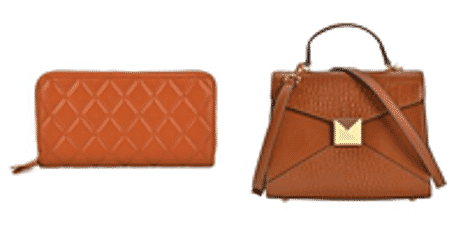 Genuine Leather Studded Handbag Set with Detachable Strap & RFID Embossed Wallet