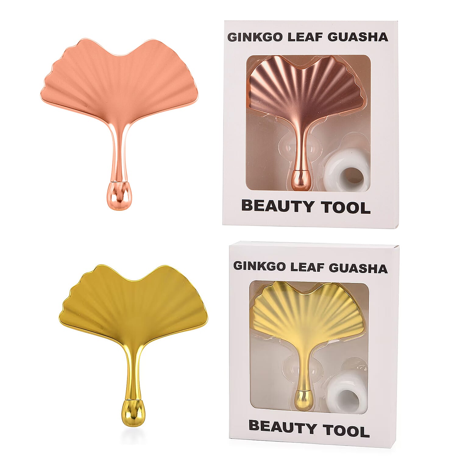 Pack of 2 &ndash; Ginkgo Leaf Gua Sha Face & Neck Massage Tool